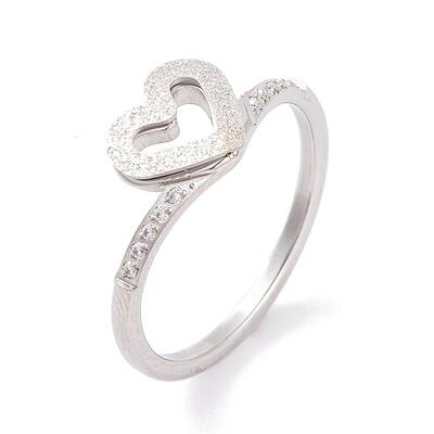 304 Stainless Steel Heart Finger Ring for Women