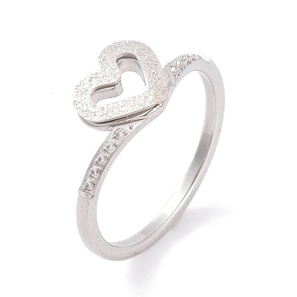 304 Stainless Steel Heart Finger Ring for Women