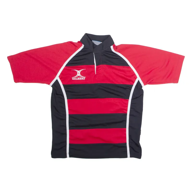 GILBERTS Striped Rugby Mens Jersey Red Button Neck M