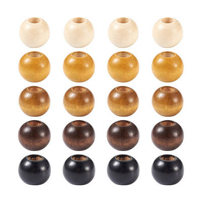 100Pcs 5 Colors Wooden Beads