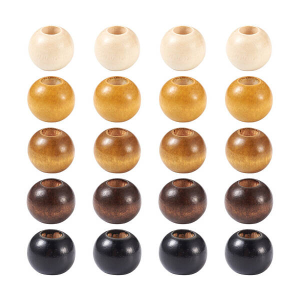 100Pcs 5 Colors Wooden Beads