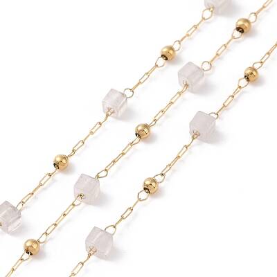 Natural Rose Quartz Square Beaded Chains