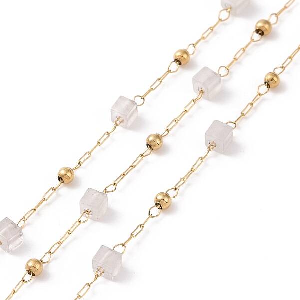 Natural Rose Quartz Square Beaded Chains