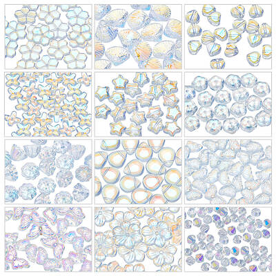 240Pcs 12 Style Electroplate Crystal Glass Bicone Beads