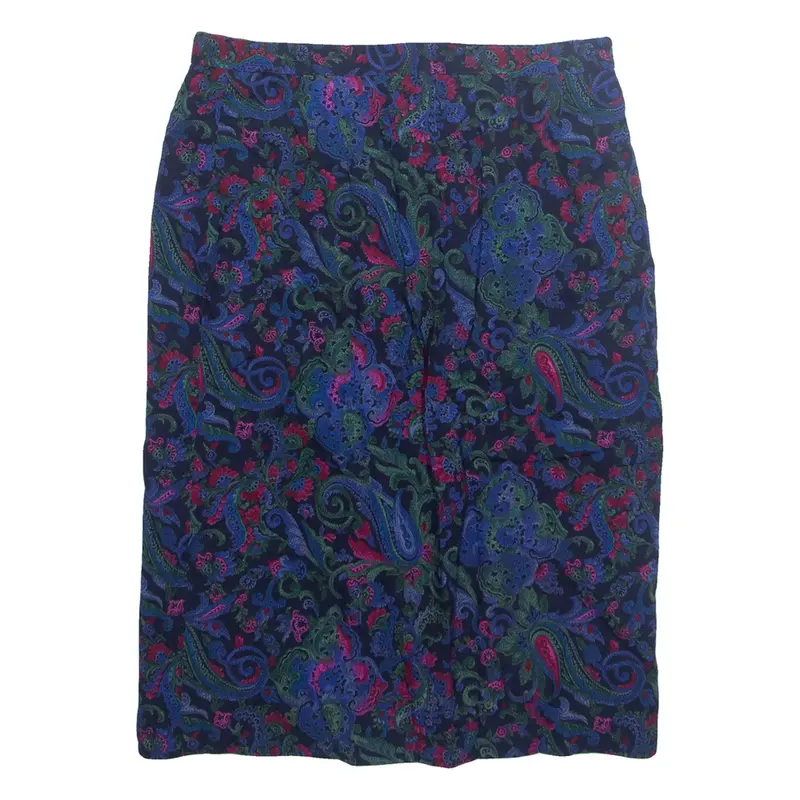 MARKWALD Womens Pencil Skirt Blue Knee Length Paisley UK 16