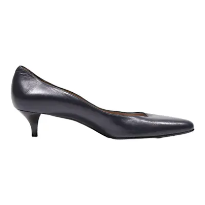 HERMES Pump Heels Black Leather Womens UK 7