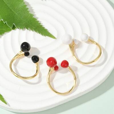 Brass Enamel Open Cuff Rings for Women