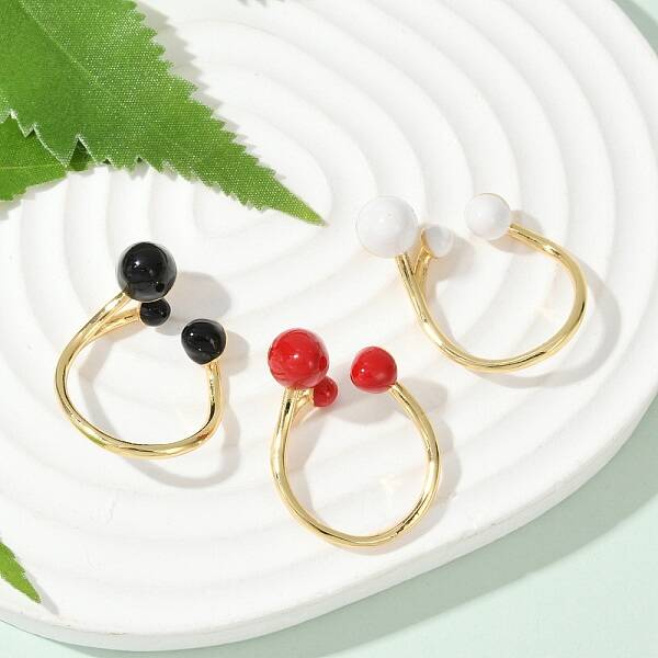 Brass Enamel Open Cuff Rings for Women