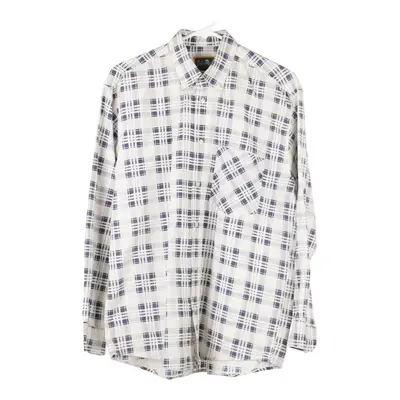 John Peel Checked Shirt - Small White Cotton