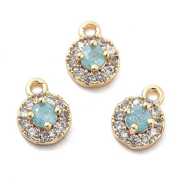 Brass Micro Pave Cubic Zirconia Charms