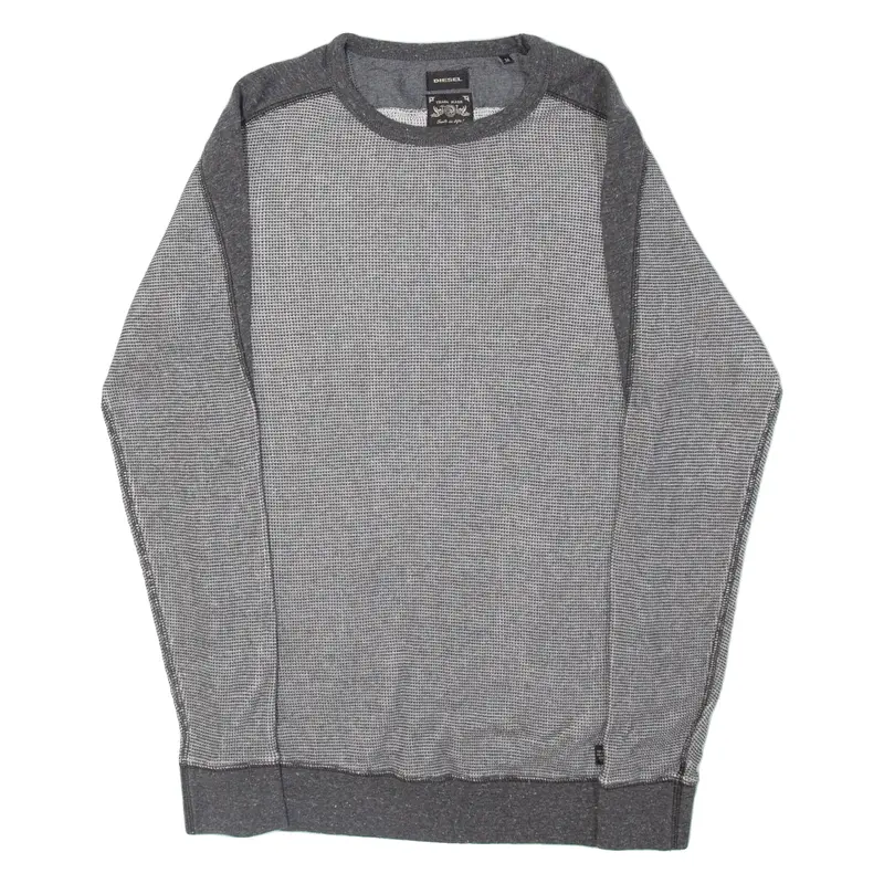 DIESEL Mens Jumper Grey Waffle Knit M