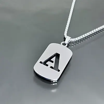Cool Men's Jewelry Stainless Steel Initial Necklace for Men Hip Hop Geometric Pendant with A-Z Letter Pendant Chain for Frien...