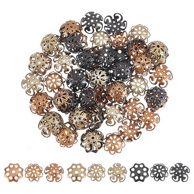 72Pcs 9 Style Ion Plating(IP) 304 Stainless Steel Bead Caps