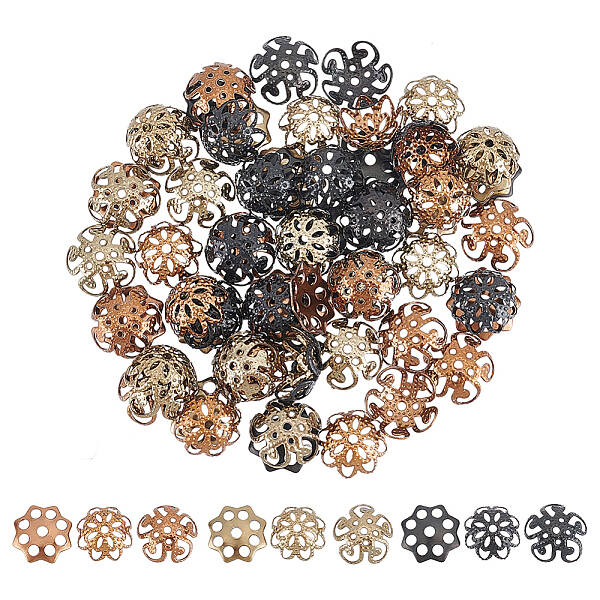 72Pcs 9 Style Ion Plating(IP) 304 Stainless Steel Bead Caps