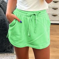 French Terry Drawstring Mini Skort with Pockets