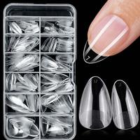 Short Almond Fake Nail Tips, 240pcs/box Clear Fake Nails for Nail Salon, Nail Extension,  Acrylic Almond Shape Press on Nails...