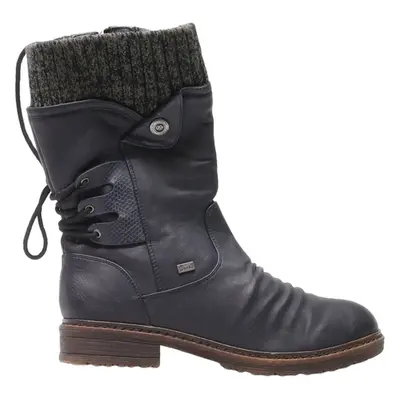 RIEKER High Boots Black Leather Womens UK 7
