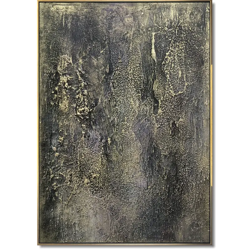 Large Abstract Painting on Canvas Monochrome Wall Art Gold Artwork Heavy Textured Painting Unique Artwork for Aesthetic Room ...