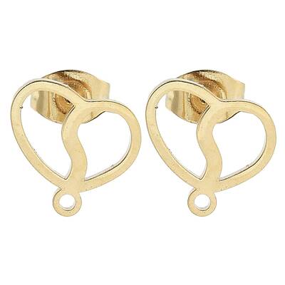 Heart Ion Plating(IP) 304 Stainless Steel Stud Earring Findings