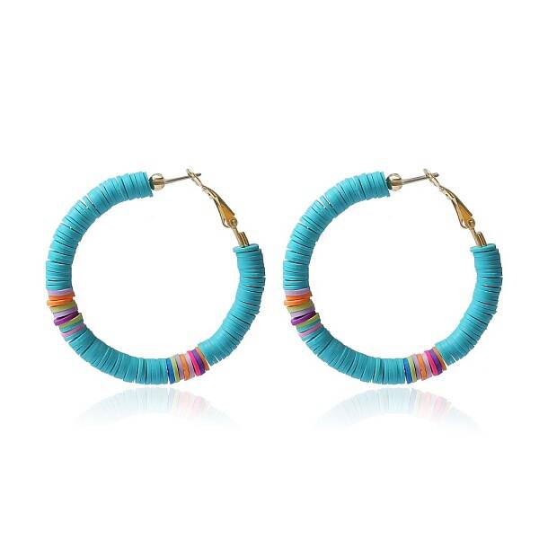 Bohemia Style Colorful Clay Beads Hoop Earrings