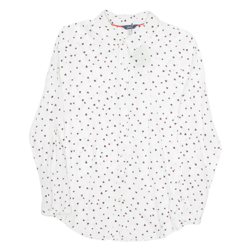 JOULES Womens Printed Blouse White Long Sleeve Spotted UK 12