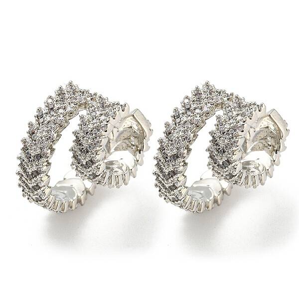 Brass Micro Pave Cubic Zirconia Cuff Earrings