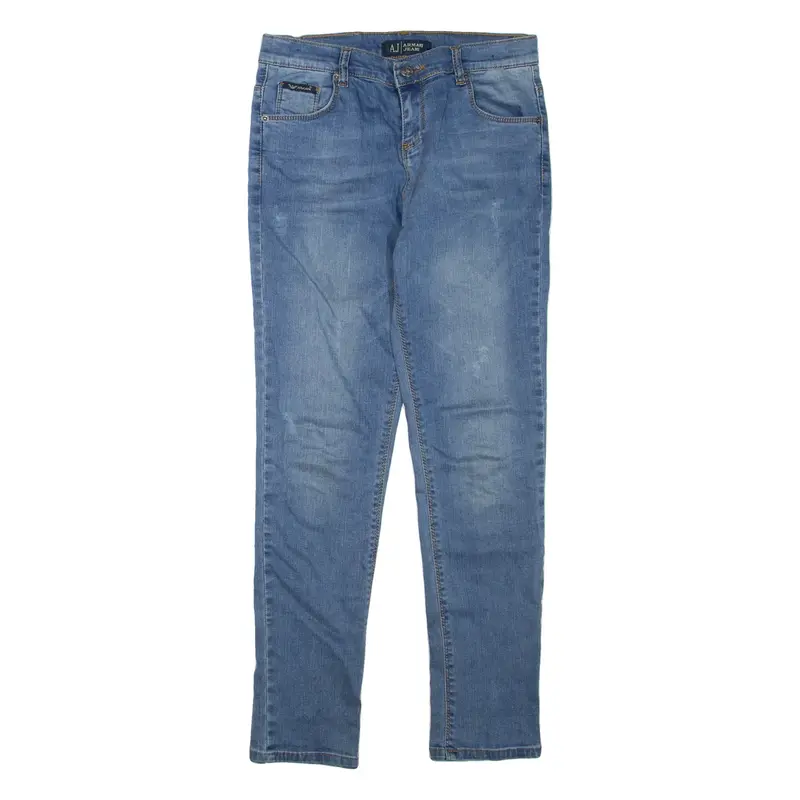 ARMANI JEANS Womens Jeans Blue Regular Skinny Stone Wash W28 L28