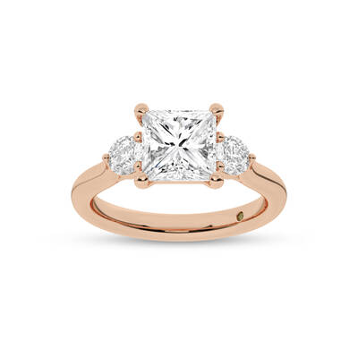 Aevum Classic Three Stone Princess Cut Lab Grown Diamond Engagement Ring | 10K Rose Gold 4 1/2 CT. TW.