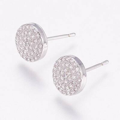 Brass Micro Pave Cubic Zirconia Stud Earrings