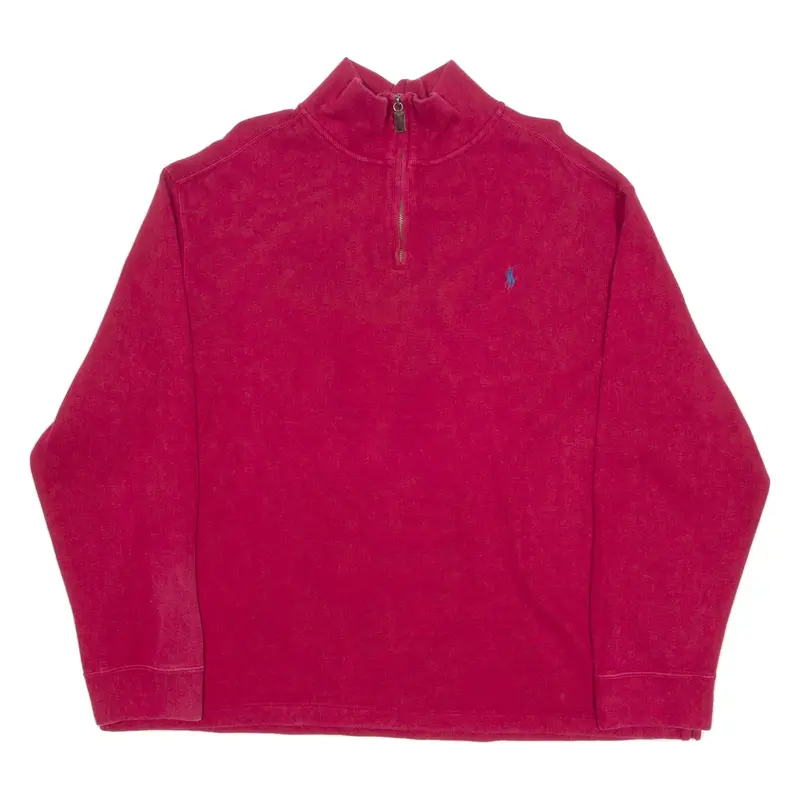 POLO RALPH LAUREN Mens Jumper Red 1/4 Zip Tight Knit 2XL