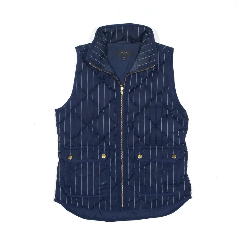 J.CREW Puffer Gilet Blue Pinstripe Womens XS