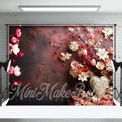 Elegant Dark Red Blooming Flowers Photo Backdrop - Aperturee