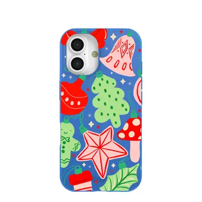 Electric Blue Festive Flair iPhone 16 Case