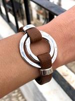 Boho Style Vintage Double Ring Design Bracelet, Fashionable Pu Leather Couple Bracelets for Women & Men, Trendy All-match & E...