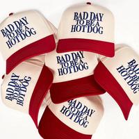 Bad Day Tobe a Hot Dog Hat Trucker Hat , Retro Embroidered Design Trucker Cap, Uni Hat for Men and Women