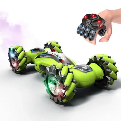 Remote Control Car, 4WD RC Drift Car Toy, 360° Rotation Transform RC Gesture Sensing RC Stunt Car with Music Lights Spray Rc...