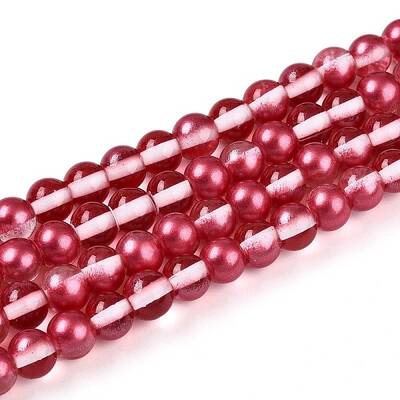 Baking Painted Transparent Glass Beads Strands