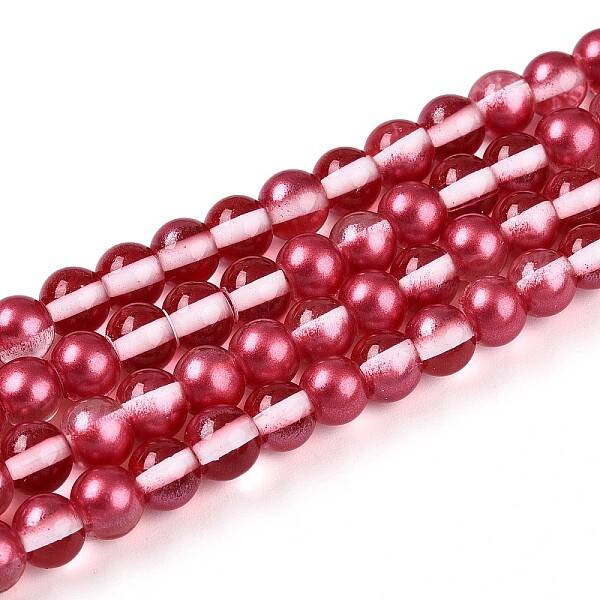 Baking Painted Transparent Glass Beads Strands