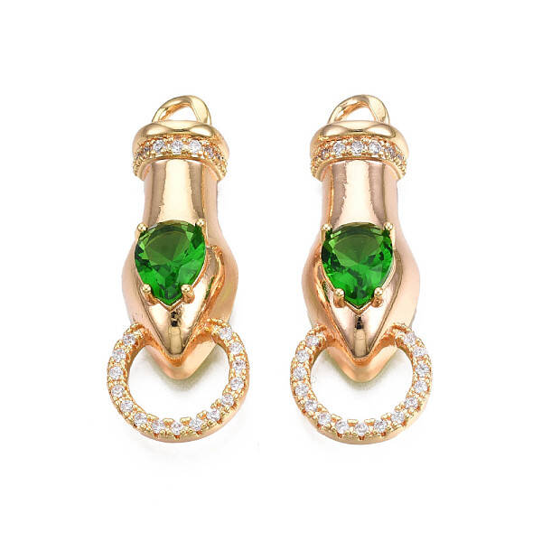 Brass Clear & Green Cubic Zirconia Connector Charms