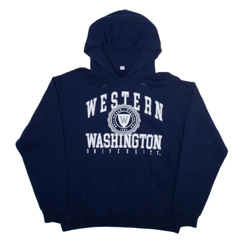 JERZEES Western WAshington University Mens Blue Hoodie USA L