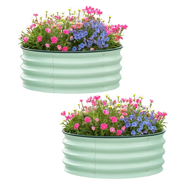 Garvee Raised Garden Beds 2 Pack 3x3x1 FT Galvanized Steel Durable Rust-Resistant Open-Bottom Design Easy Assembly Outdoor Ga...