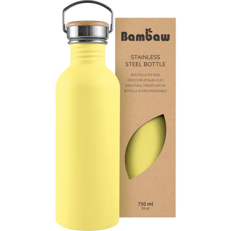 Bambaw Stainless Steel Water Bottle 750ml Yellow Bundle