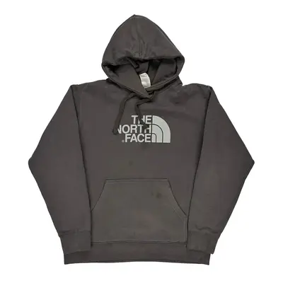 The North Face Spellout Hoodie - Large Grey Cotton