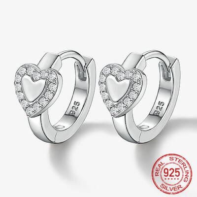 Anti-Tarnish Rhodium Plated Platinum 925 Sterling Silver Micro Pave Cubic Zirconia Hoop Earrings