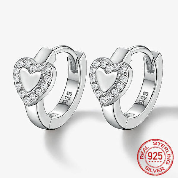 Anti-Tarnish Rhodium Plated Platinum 925 Sterling Silver Micro Pave Cubic Zirconia Hoop Earrings