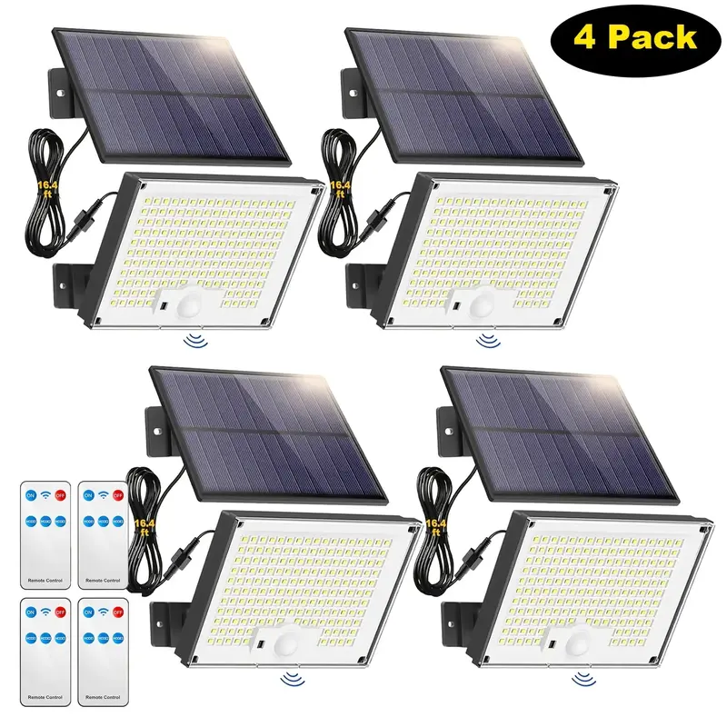 4/2/1 Packs Solar Flood Lights Outdoor, Motion Sensor Security Lights with Remote Control, IPX5 Auto Dusk to Dawn Lighting fo...