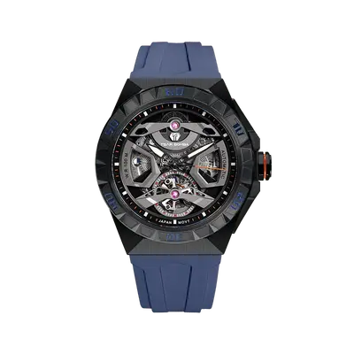 TSAR BOMBA Elemental Series Blue Men's Automatic Mechanical Watch 閳ワ拷Stainless Steel Bezel & Case, Skeleton Dial, Sapph...