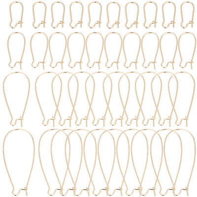 Beebeecraft 4 Styles 40Pcs Hoop Earring Findings 14K Gold Plated Brass Earrings Hook Ear Wires for Jewellery Making