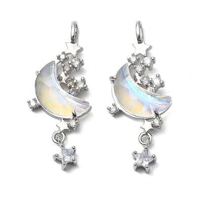 Brass Micro Pave Cubic Zirconia with Resin Pendants