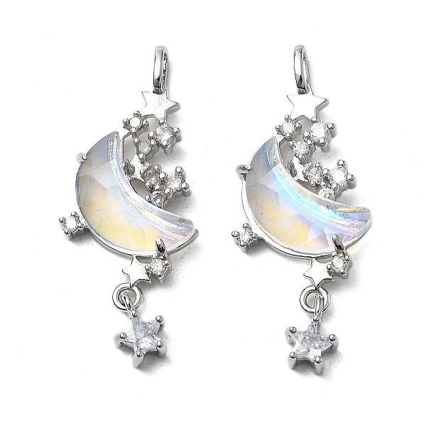 Brass Micro Pave Cubic Zirconia with Resin Pendants
